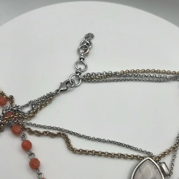 Lucky Brand Silver and Gold Heart Charm Necklace 17” 20” 22” plus 2” extender - Picture 5 of 5